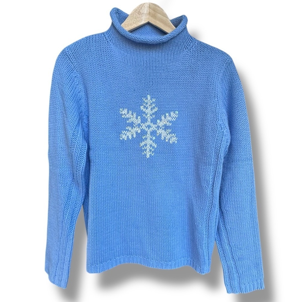 NWT VTG St John’s Bay Roll Neck Holiday Sweater Snowflake L